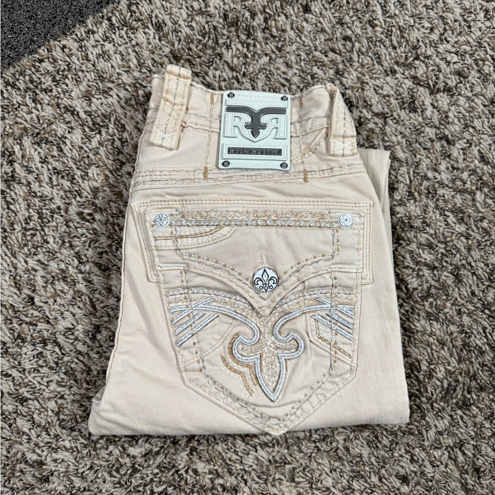 Rock Revival Buttercream Embroidered Jeans
